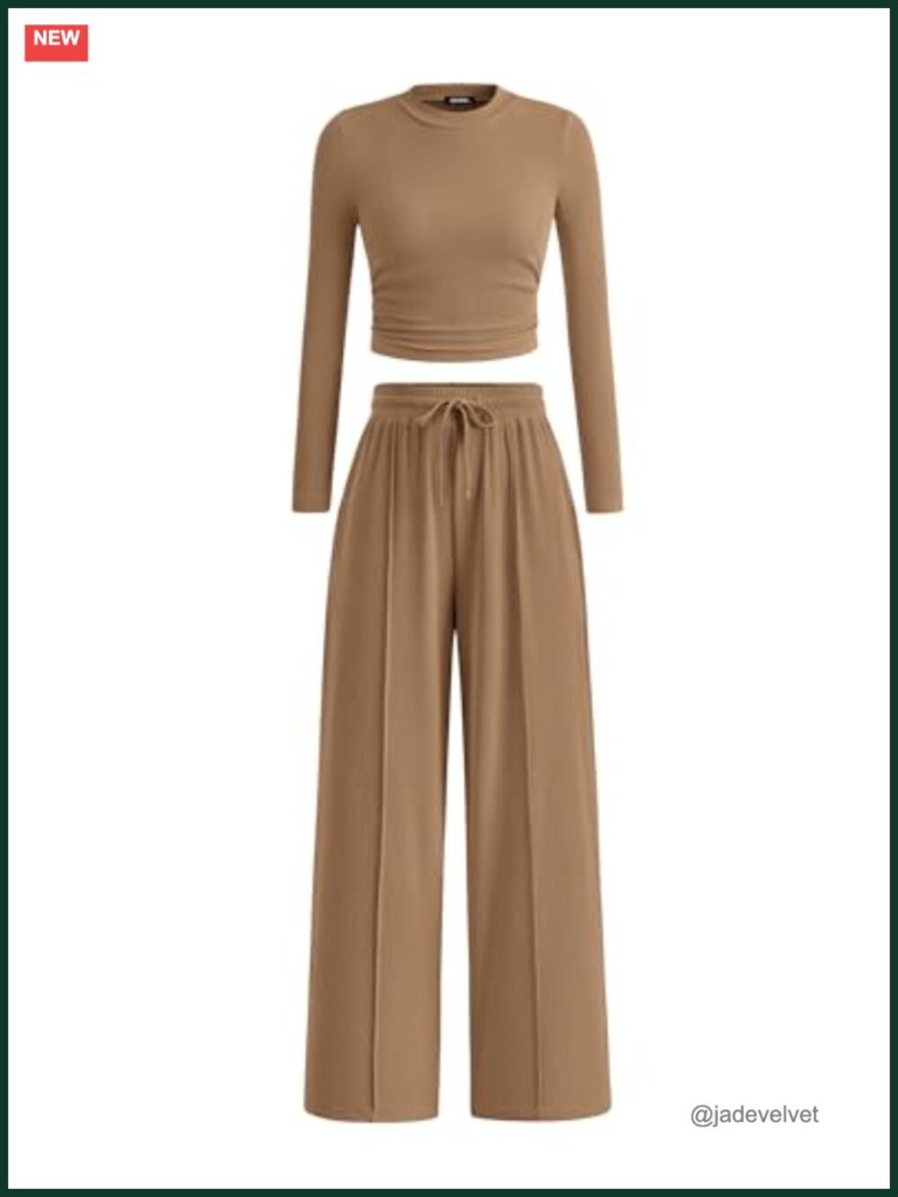 Ribbed Knit 2 Piece Set Wide Leg Pants Crop Top Lounge